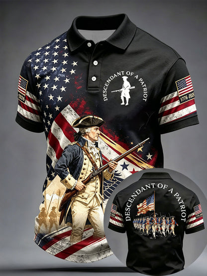 Men's 4th of July Descendant of Patroit Print Casual Tops