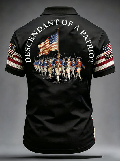 Men's 4th of July Descendant of Patroit Print Casual Tops