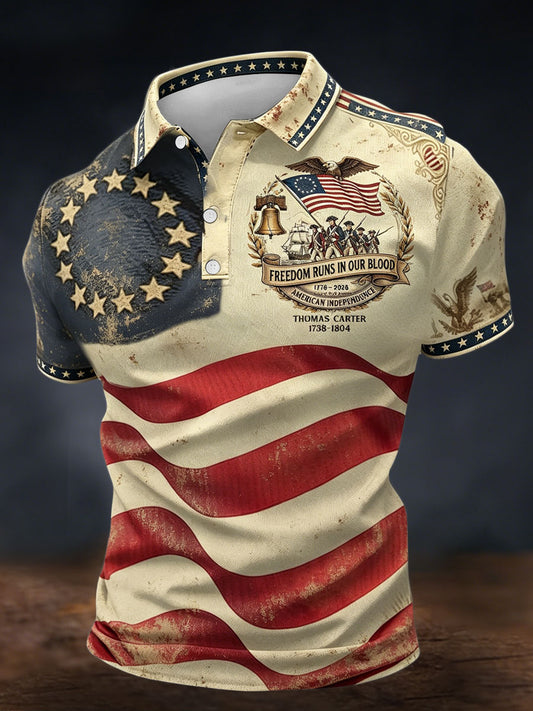 Men's 4th of July Descendant of Patroit Print Casual Tops