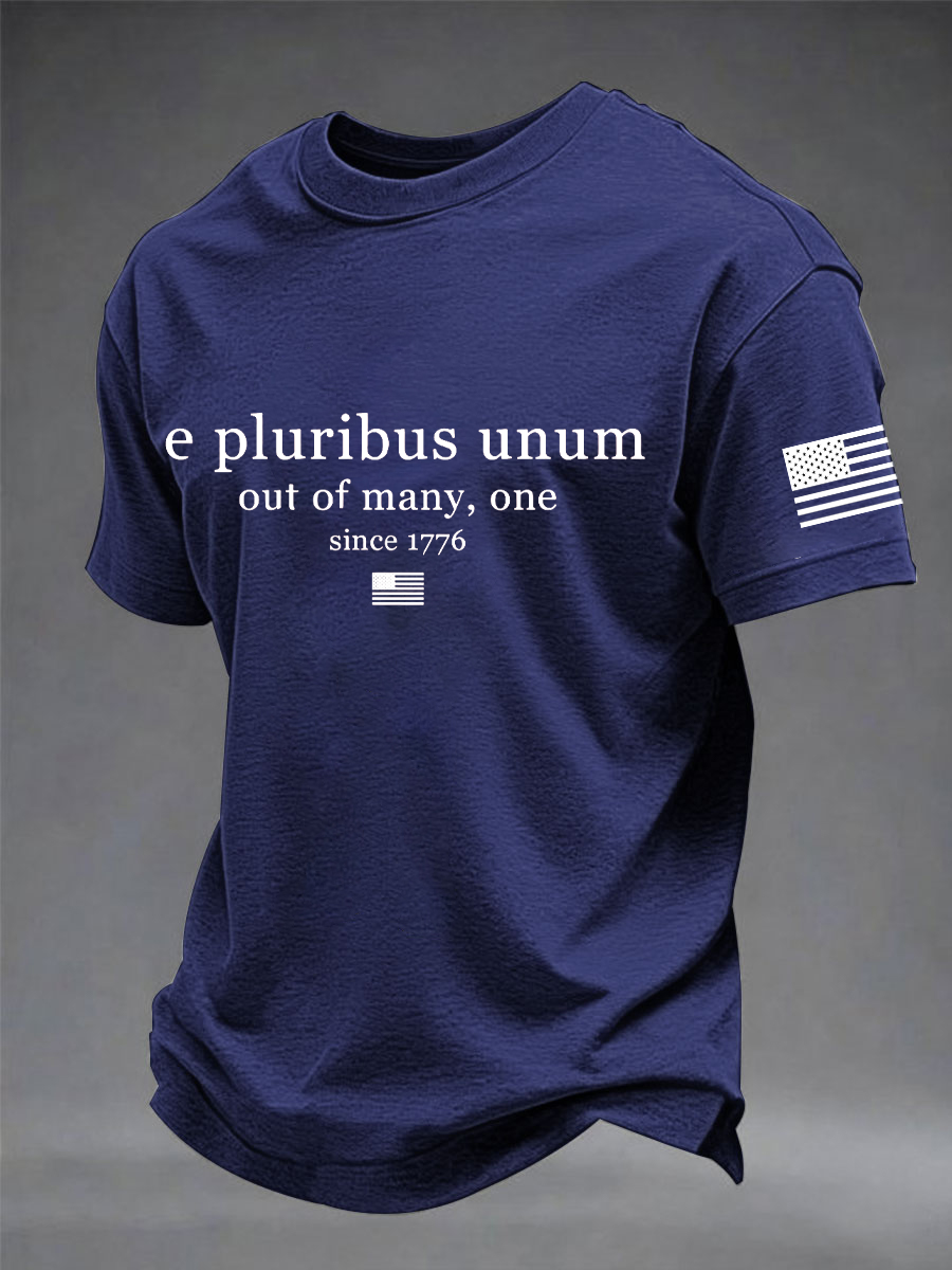 Men's E pluribus unum Printed imitation cotton short-sleeved T-shirt
