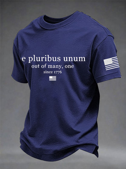Men's E pluribus unum Printed imitation cotton short-sleeved T-shirt