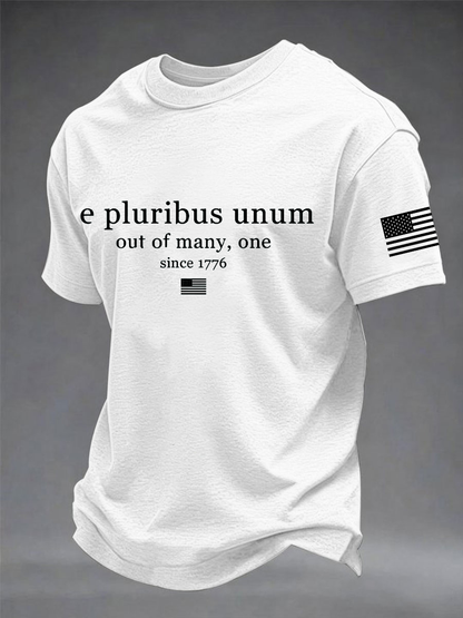 Men's E pluribus unum Printed imitation cotton short-sleeved T-shirt