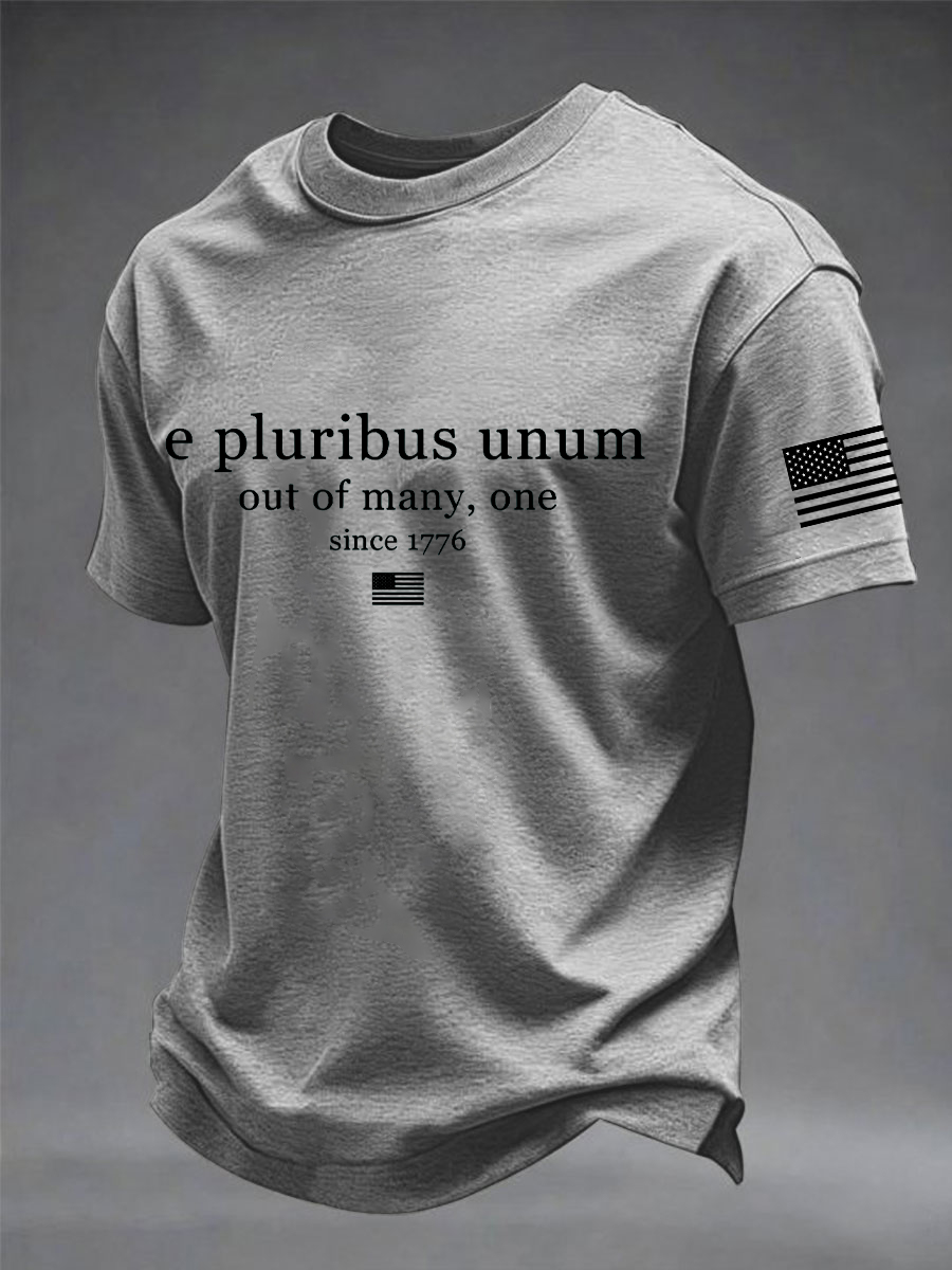 Men's E pluribus unum Printed imitation cotton short-sleeved T-shirt