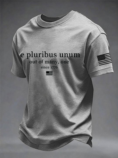 Men's E pluribus unum Printed imitation cotton short-sleeved T-shirt