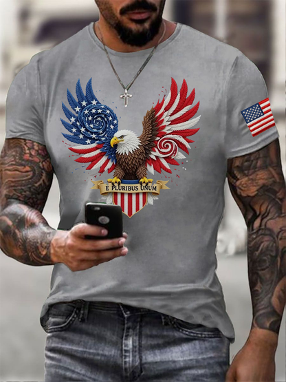 Men's E pluribus unum Printed imitation cotton short-sleeved T-shirt