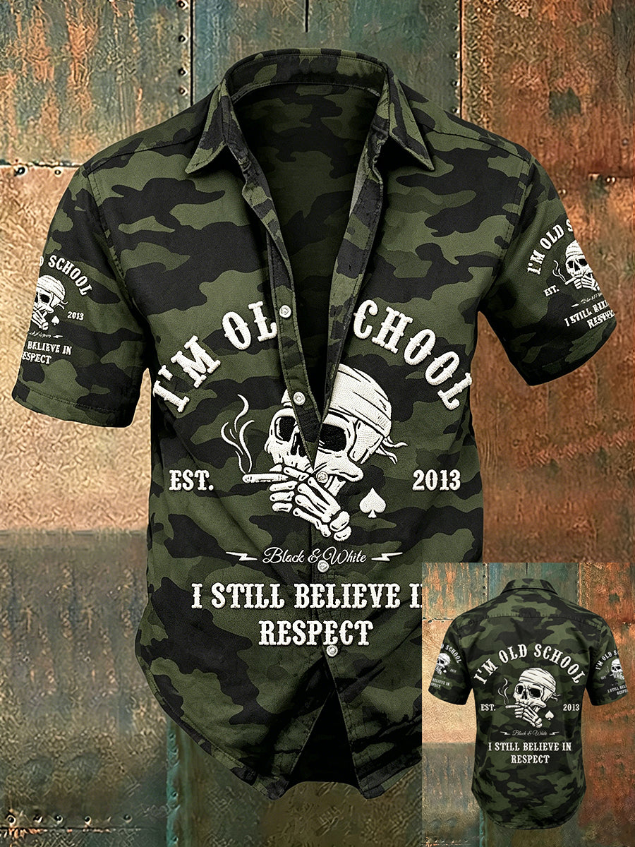 Men's Old Fuckers Club Print Casual Short Sleeved Shirt