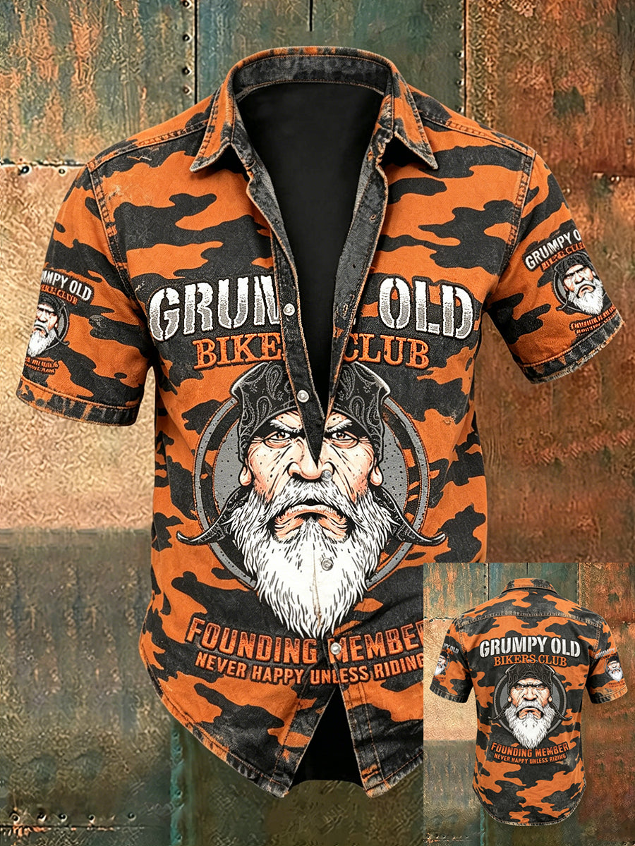 Men's Old Fuckers Club Print Casual Short Sleeved Shirt