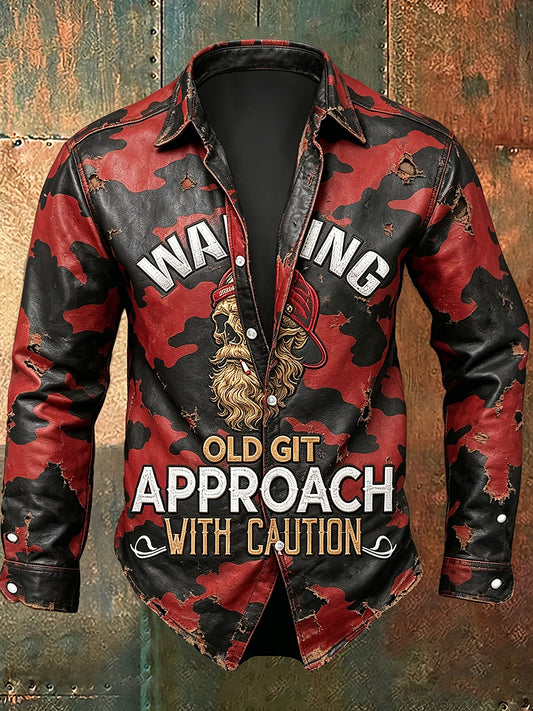 Men's Old Fuckers Club Print Casual Long Sleeved Shirt