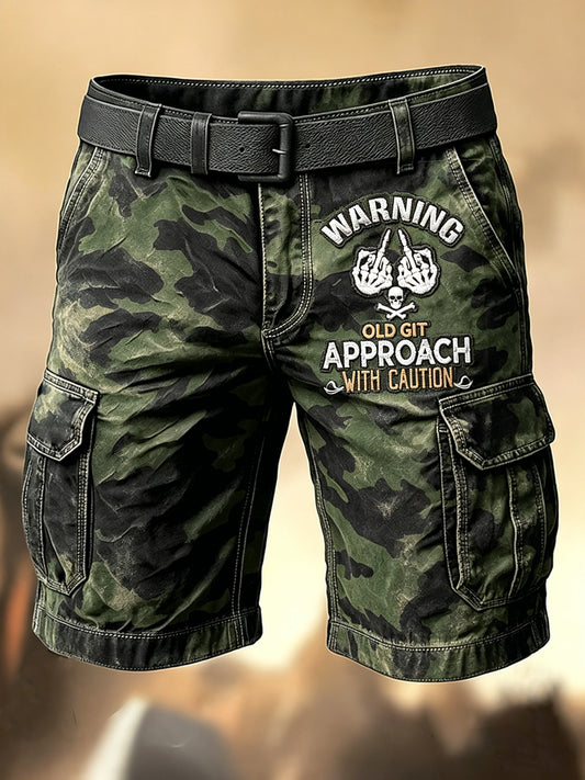 Men's Retro Vacation Business Old Fuckers Club Art Print Casual Shorts