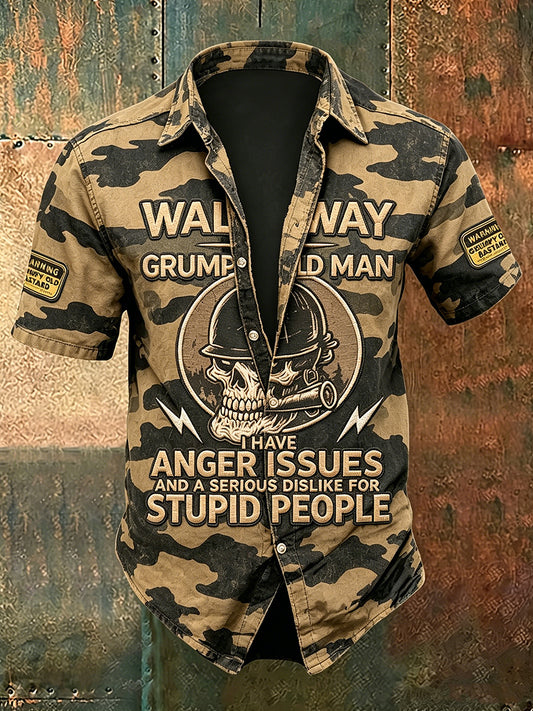 Men's Old Fuckers Club Print Casual Short Sleeved Shirt