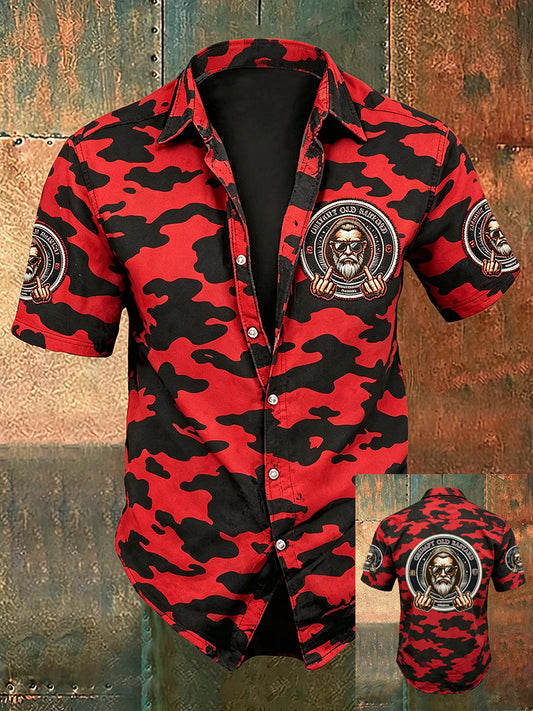 Men's Old Fuckers Club Print Casual Short Sleeved Shirt