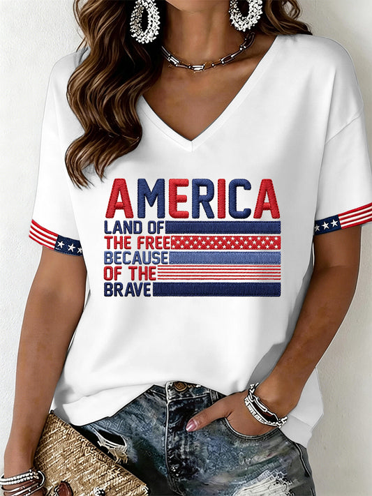 Women's Land Of The Free Because Of The Brave T-Shirt