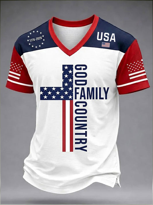 Men's USA 1776-2026 Printed Casual T-Shirt