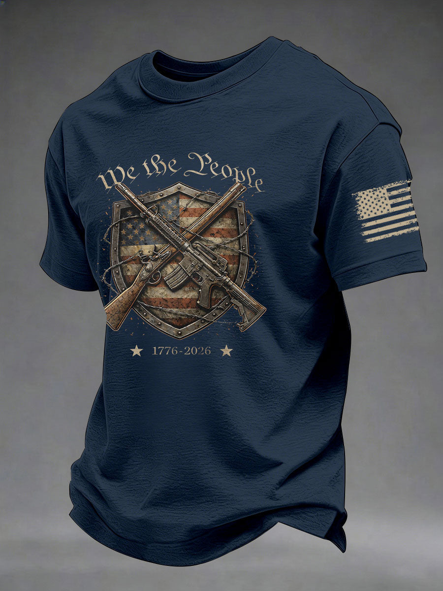 Men's USA 1776-2026 Printed Casual T-Shirt