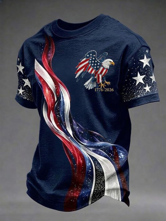 Men's America Flag Eagle Printed T-shirt