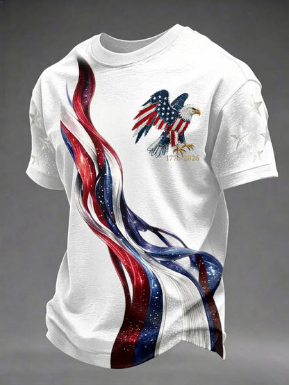 Men's America Flag Eagle Printed T-shirt