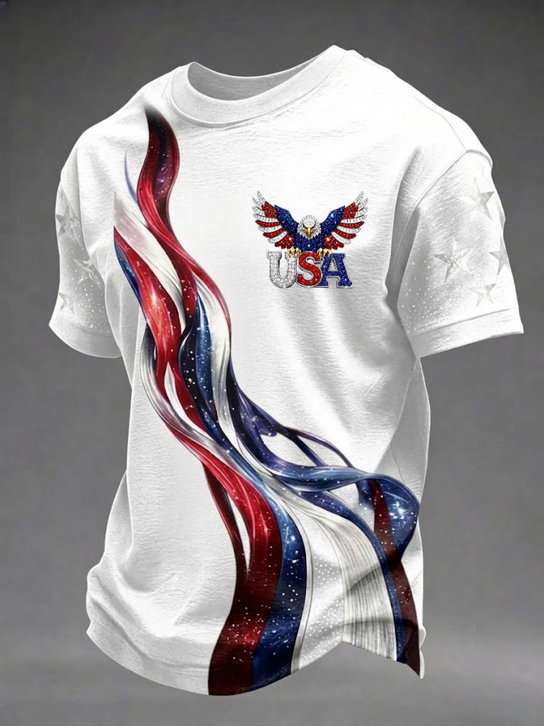 Men's America Flag Eagle Printed T-shirt