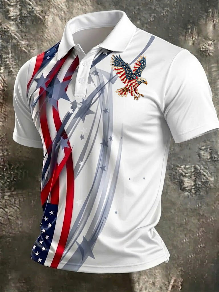 Men's America Flag Eagle Printed Shirt
