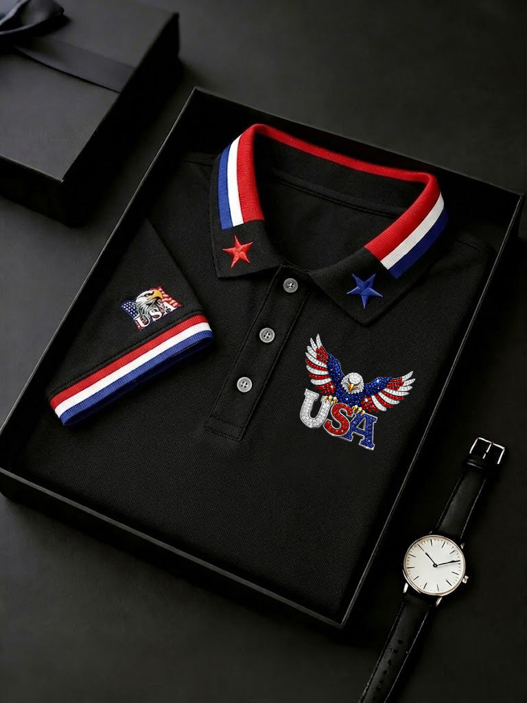 Men's America Flag Eagle Printed Shirt