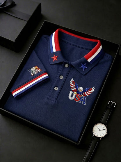 Men's America Flag Eagle Printed Shirt