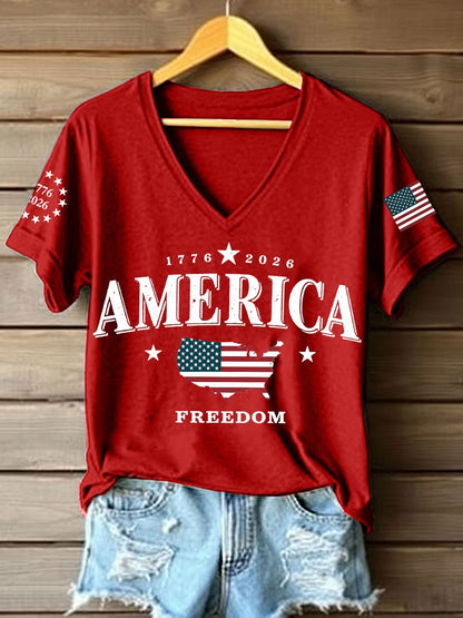 Women's America 1776-2026 V-Neck T-Shirt