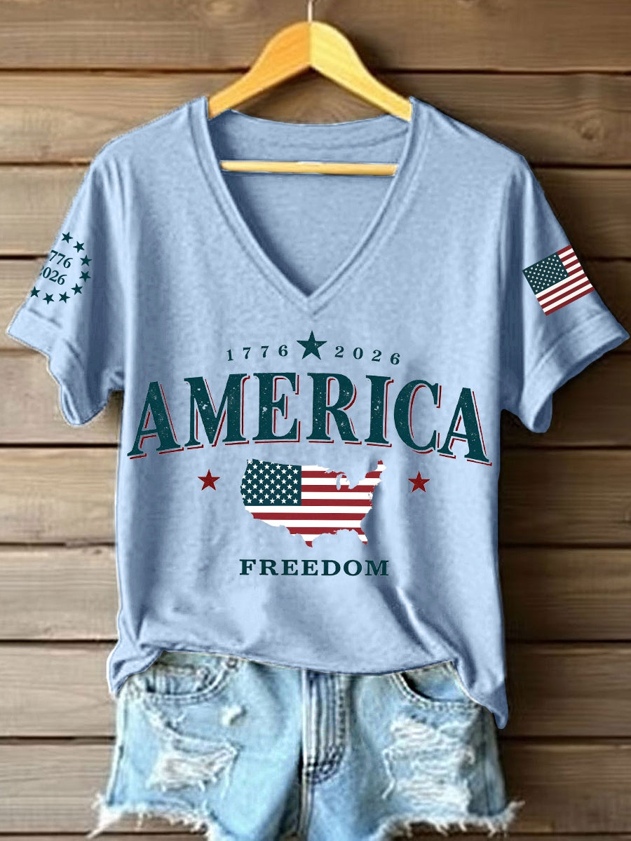 Women's America 1776-2026 V-Neck T-Shirt