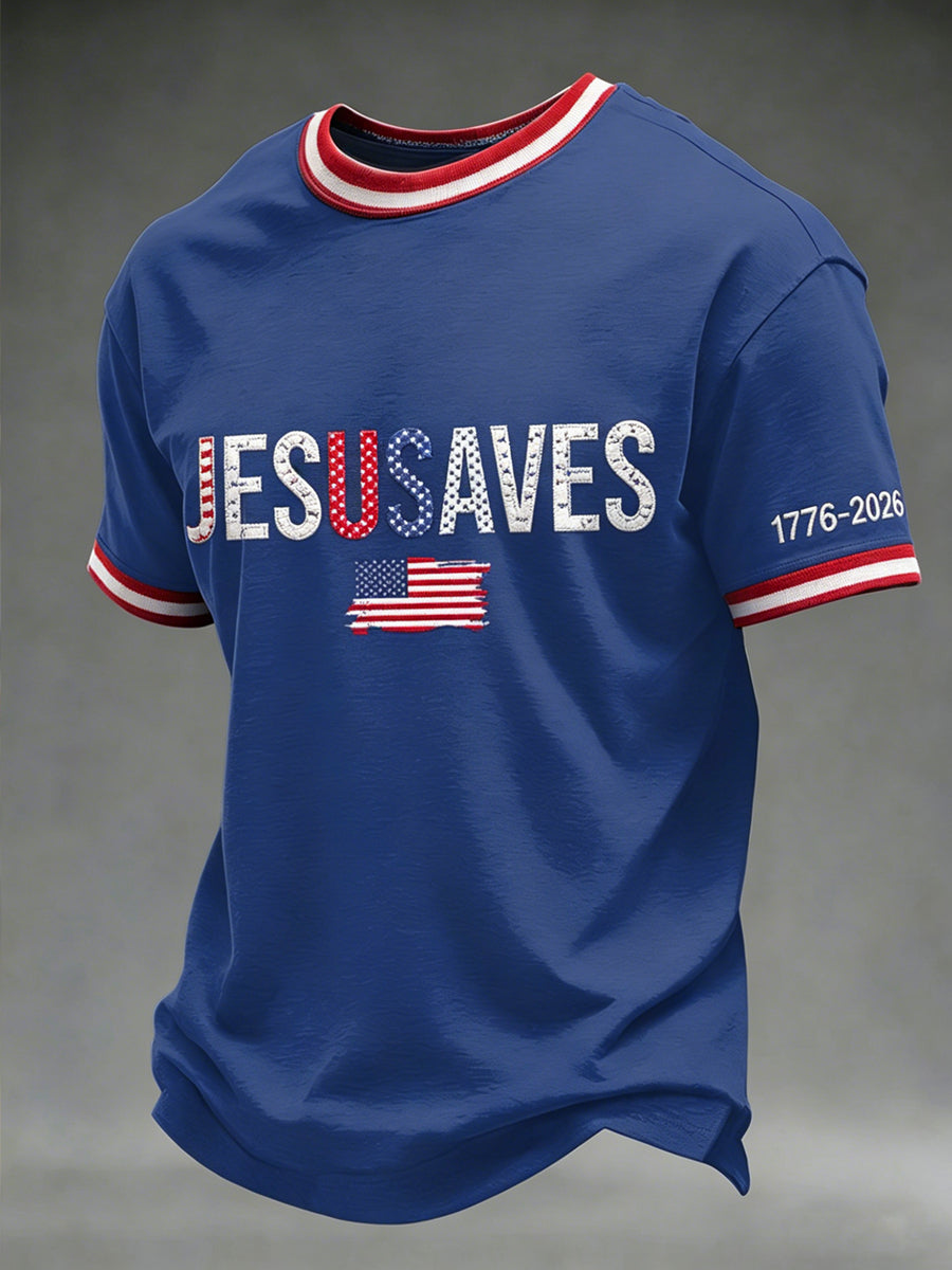 Men's Jesusves Printed Vintage Fashion Loose Short Sleeve T-Shirt