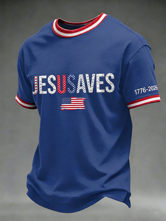 Men's Jesusves Printed Vintage Fashion Loose Short Sleeve T-Shirt