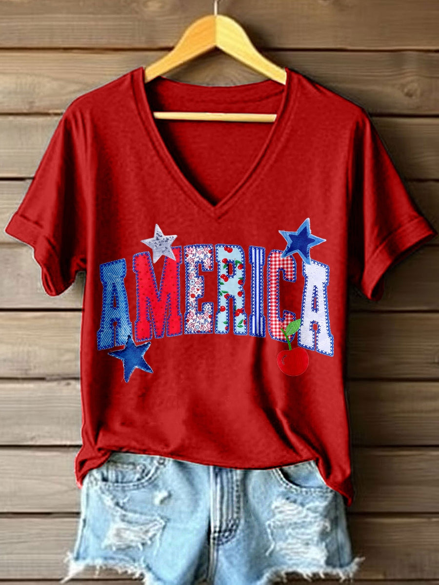 Women's America V-Neck T-Shirt