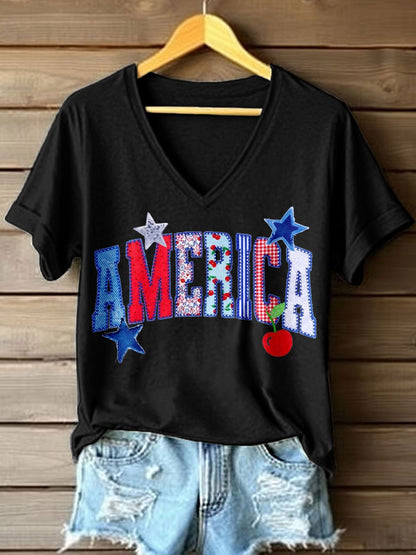 Women's America V-Neck T-Shirt