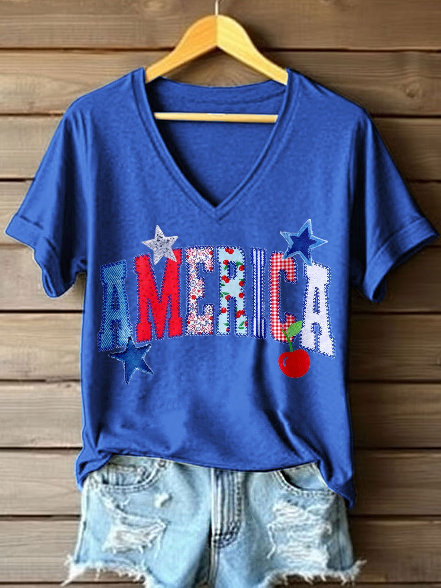 Women's America V-Neck T-Shirt