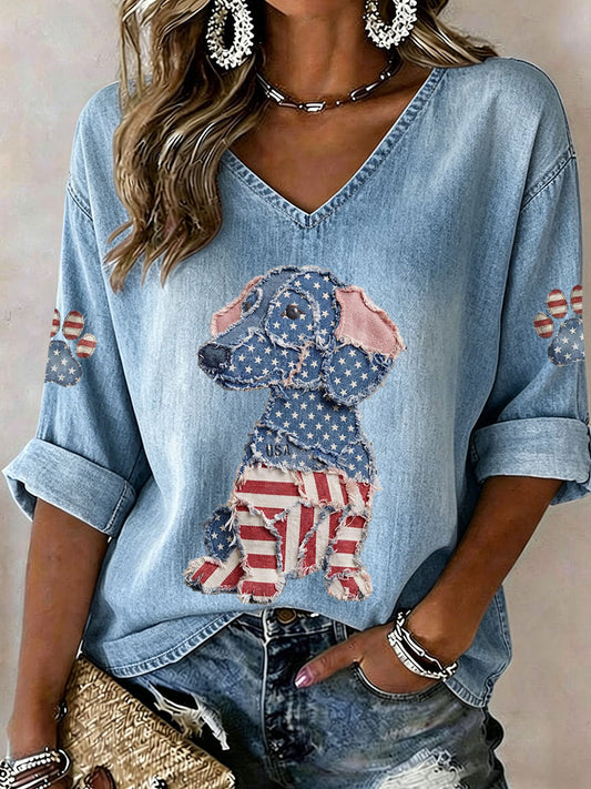 Women's Dachshund Print Casual T-Shirt