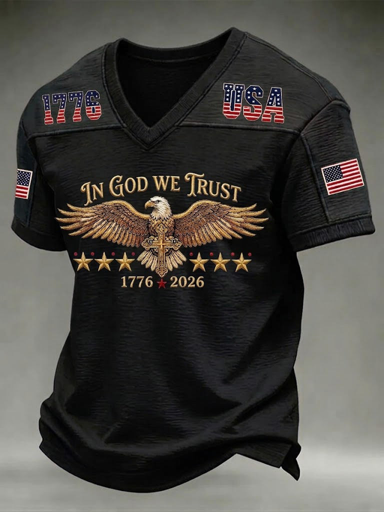 Men's In God We Trust Printed V-neck T-shirt
