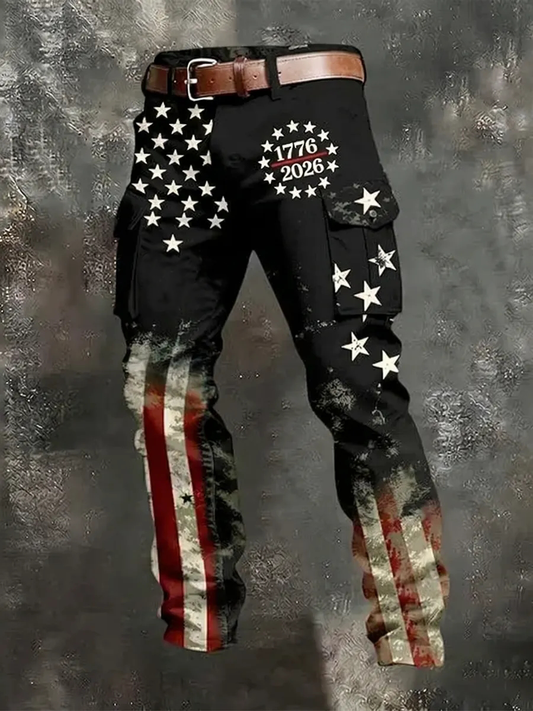 Men's 1776-2026 American Flag Casual Work Trousers