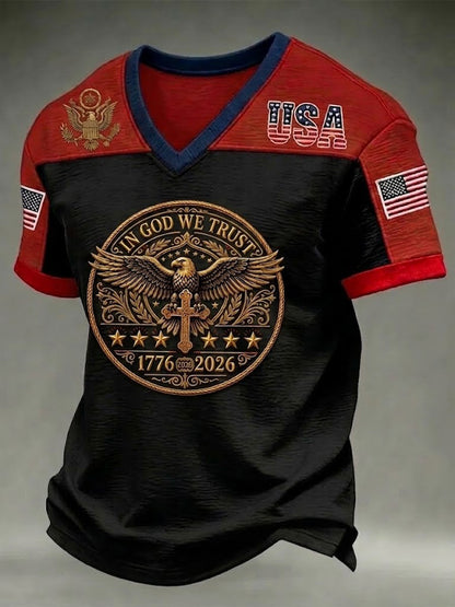 Men's In God We Trust Printed V-neck T-shirt