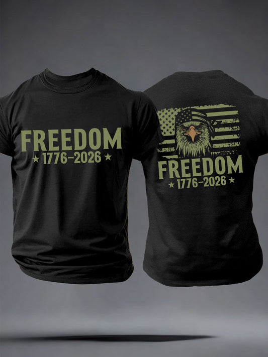 Men's Independence Day imitation cotton short-sleeved T-shirt