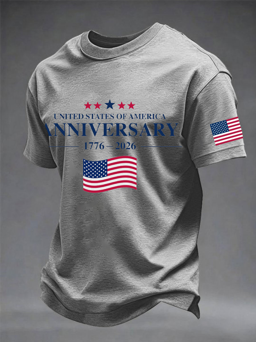 Men's Independence Day imitation cotton short-sleeved T-shirt