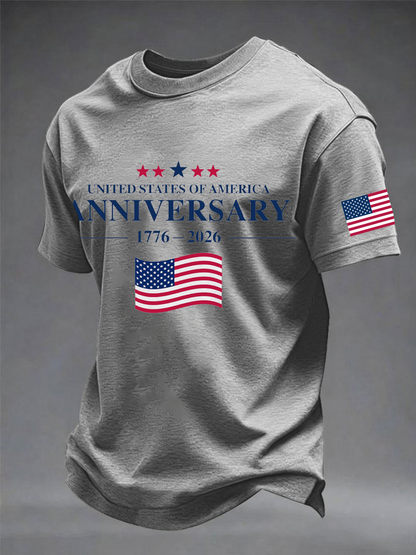 Men's Independence Day imitation cotton short-sleeved T-shirt