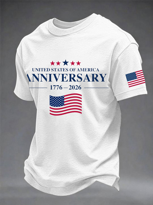 Men's Independence Day imitation cotton short-sleeved T-shirt