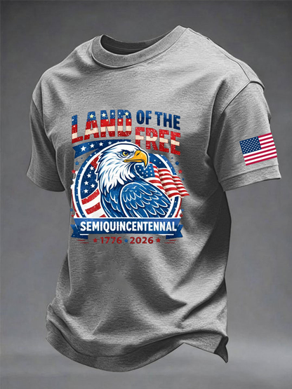 Men's Independence Day imitation cotton short-sleeved T-shirt