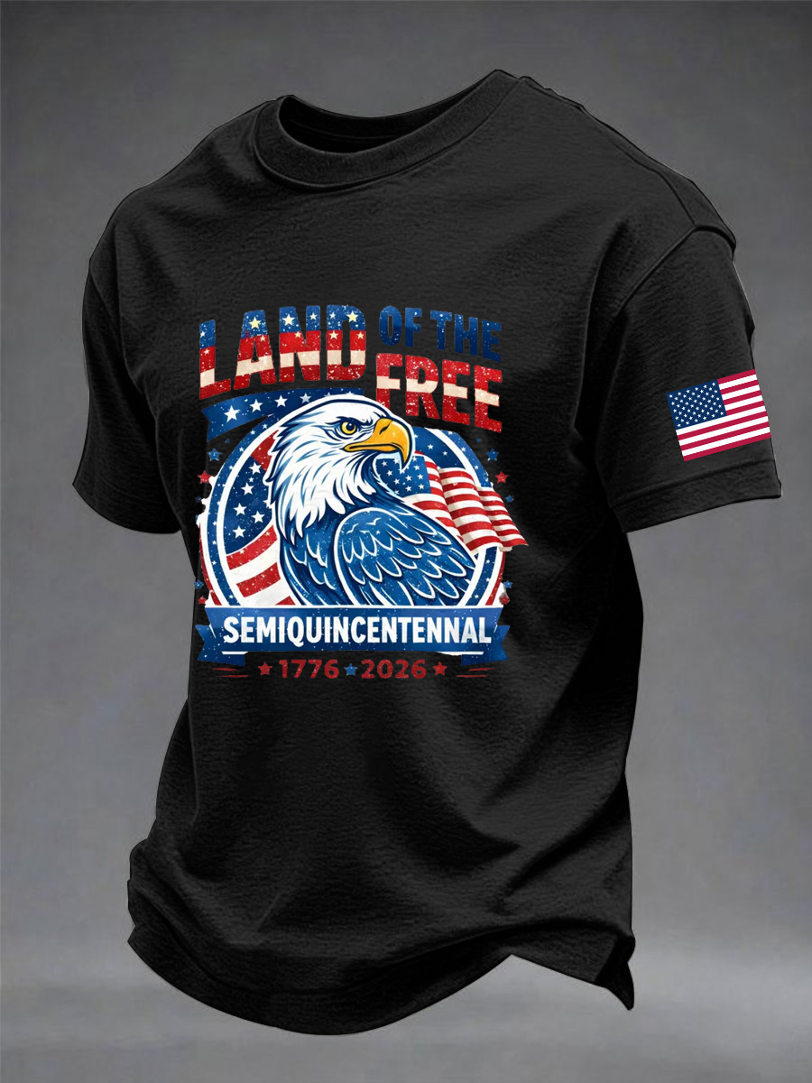 Men's Independence Day imitation cotton short-sleeved T-shirt