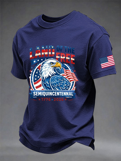 Men's Independence Day imitation cotton short-sleeved T-shirt