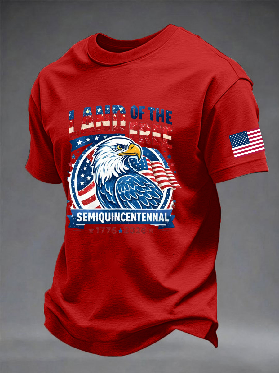 Men's Independence Day imitation cotton short-sleeved T-shirt