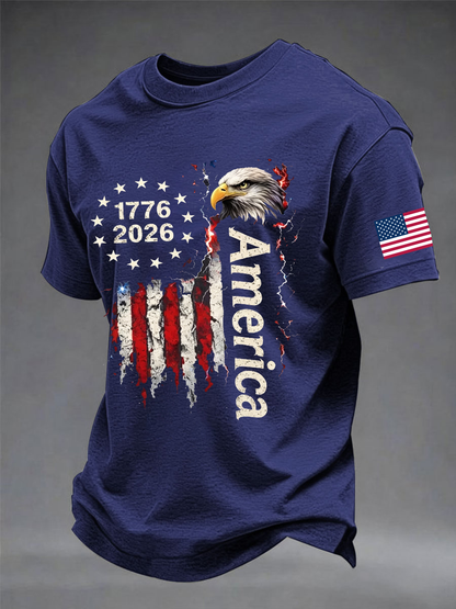 Men's Independence Day imitation cotton short-sleeved T-shirt