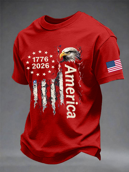 Men's Independence Day imitation cotton short-sleeved T-shirt