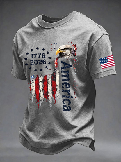 Men's Independence Day imitation cotton short-sleeved T-shirt