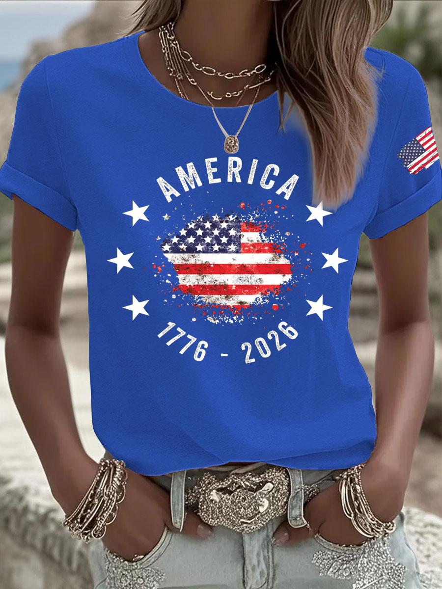 Women's Independence Day Iron On Short Sleeve T-Shirt