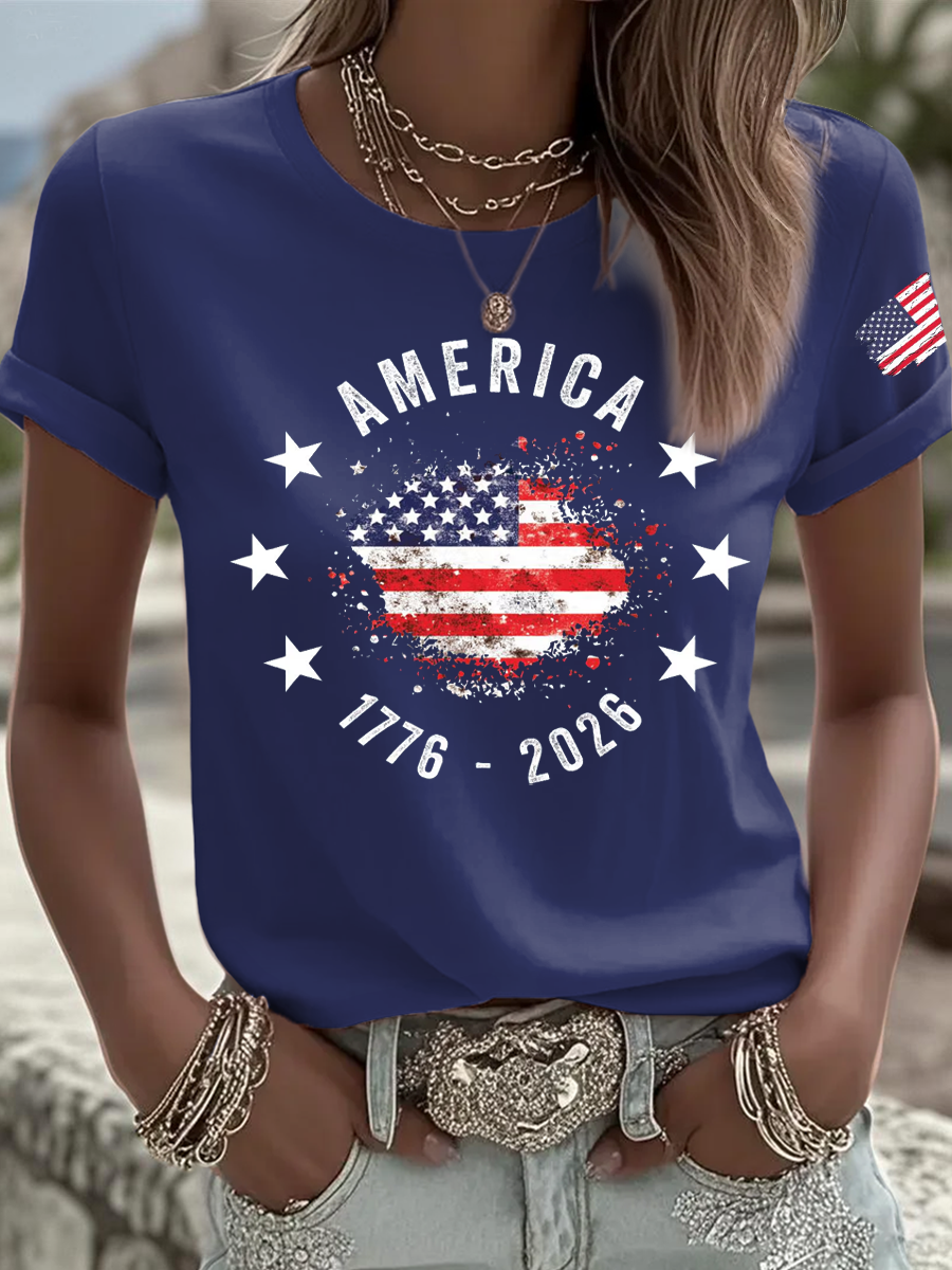 Women's Independence Day Iron On Short Sleeve T-Shirt