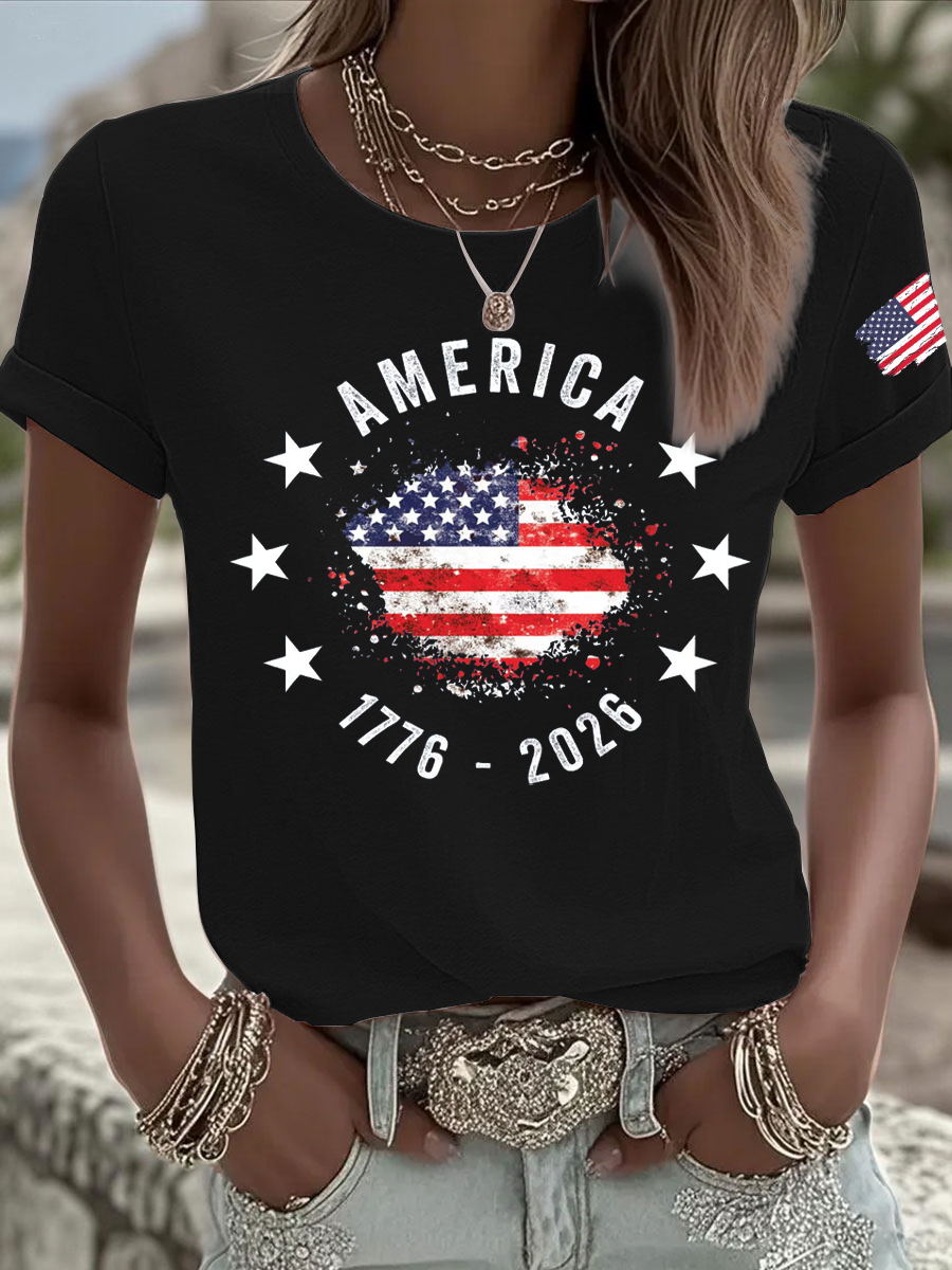 Women's Independence Day Iron On Short Sleeve T-Shirt