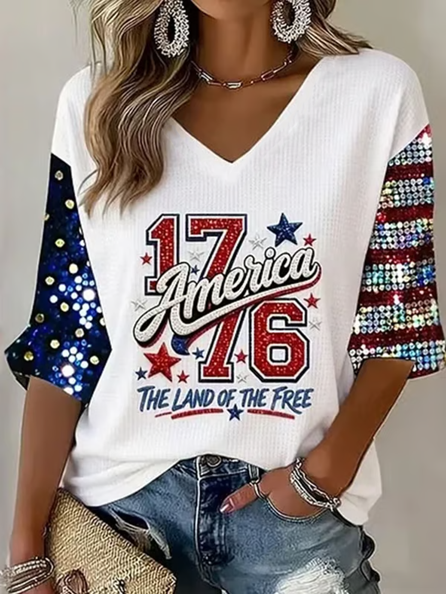Women's AMERICA Waffle T-shirt